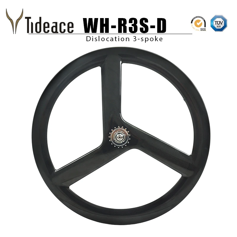 Tideace 3 спиц fixed gear Карбон колеса 700c tri Колесная для дорожного следа велокроссовый