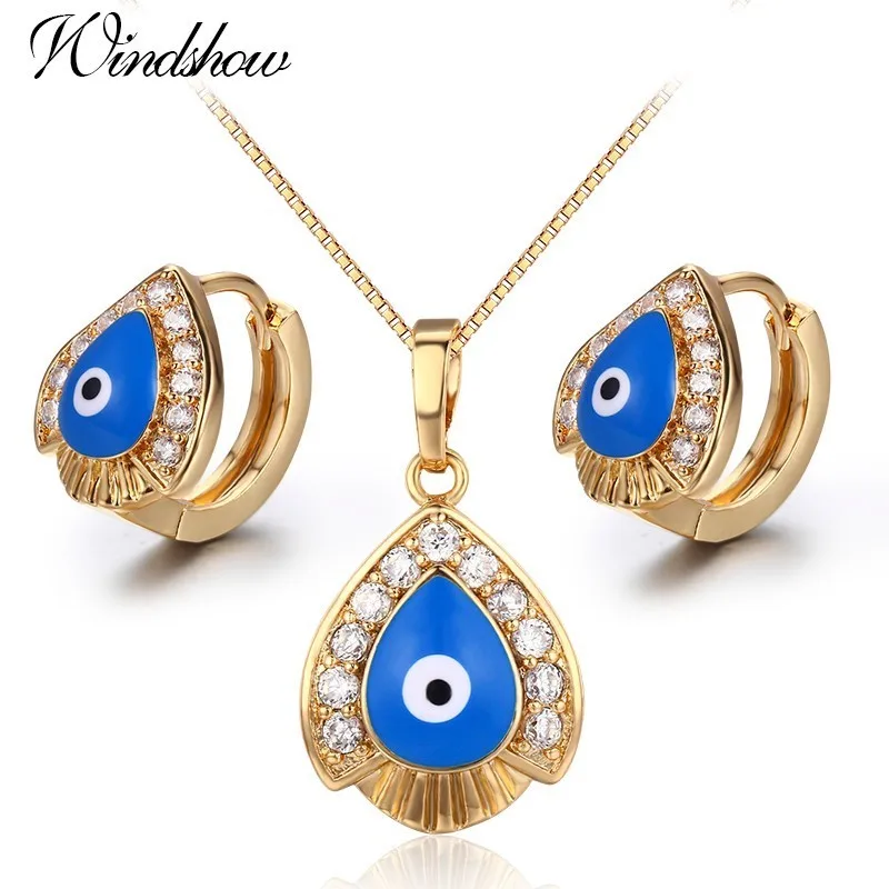 Серьги кольца с синими злыми глазами желтого и золотого цвета|jewelry sets for women|jewelry