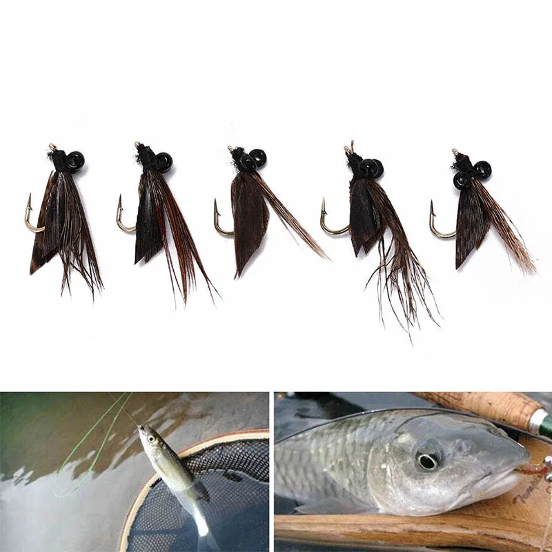 

5Pcs New Elk Hair Caddis Fly Trout Fishing Dry Flies Fly Fishing Lures Fake Bait