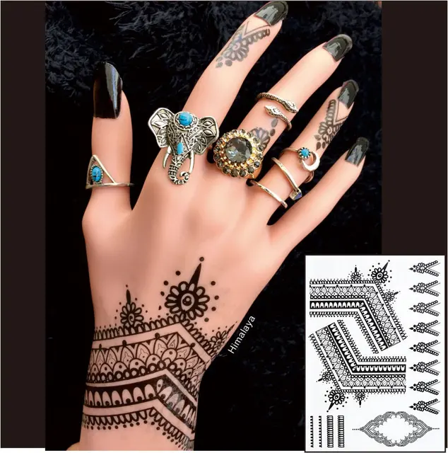 #BH-9 The Most Popular Black Henna Tattoos Temporary Inspired Body Tattoos Stickers #BH-9 The Most Popular Black Henna Tattoos Temporary Inspired Body Tattoos Stickers