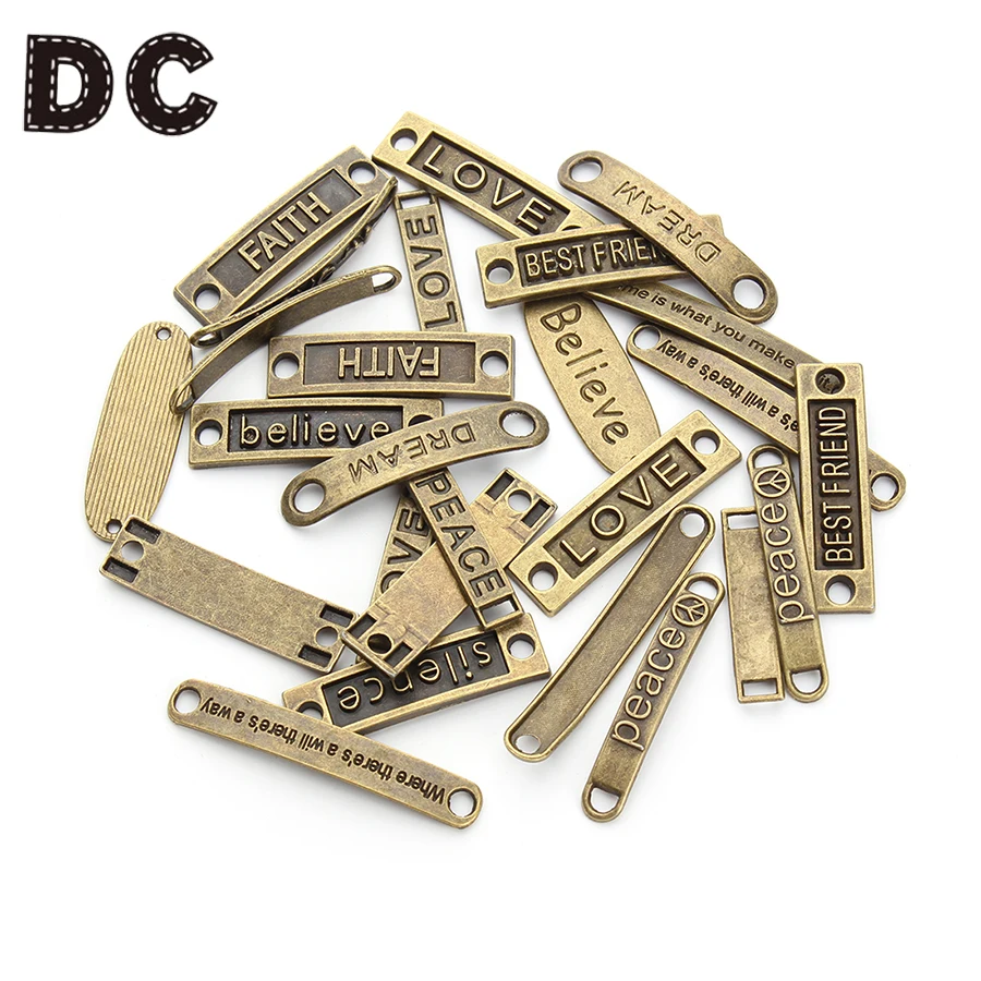 6 X BEST FRIEND RECTANGLE SILVER COLOR TIBETAN METAL BRACELET CONNECTOR LINKS