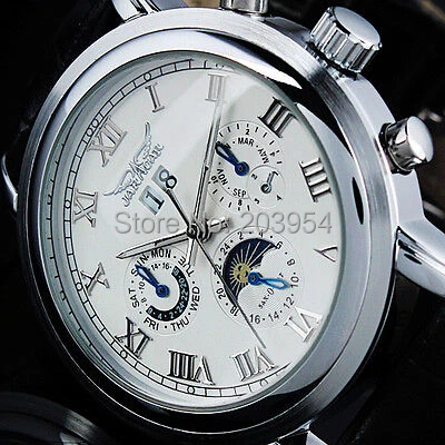 

dr who Automatic Watches Moon phase calendar Date,mechanical Leather Men Watch,2015 lexury black wristwatch steampunk,auto date