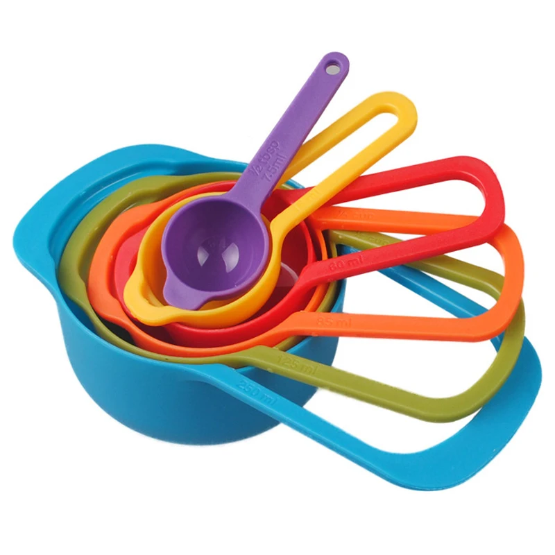 

Rainbow Color 6-piece Measuring Spoons Stackable Combination Measuring cup tool Plastic Spoon Multi-function Baking Kitchen Tool