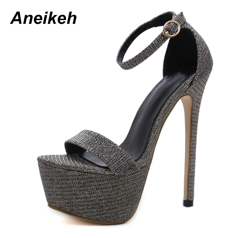 

Aneikeh New Summer Glisten High-heeled Women Sandals Sexy Woman Platform Party Wedding Sandals Shoes SIZE 42 43 44 45 46