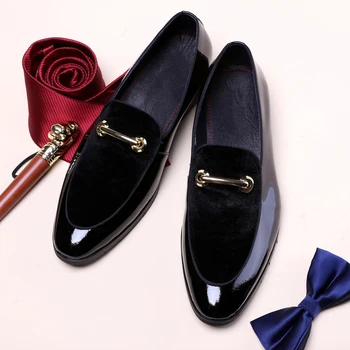 

Men Dress Shoes Patent Leather Shadow Fashion Groom Wedding Shoes Men Luxury italian style Oxford Shoes Zapatillas Big Size 48