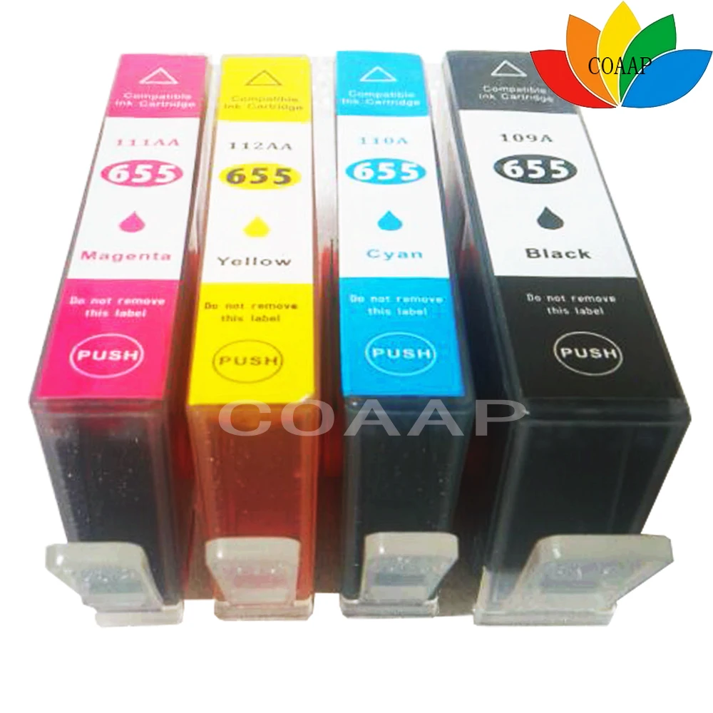 4 pack Compatible HP655 HP 655 XL ink cartridge deskjet 3525 4615 4625 5525 6525 with chips-in