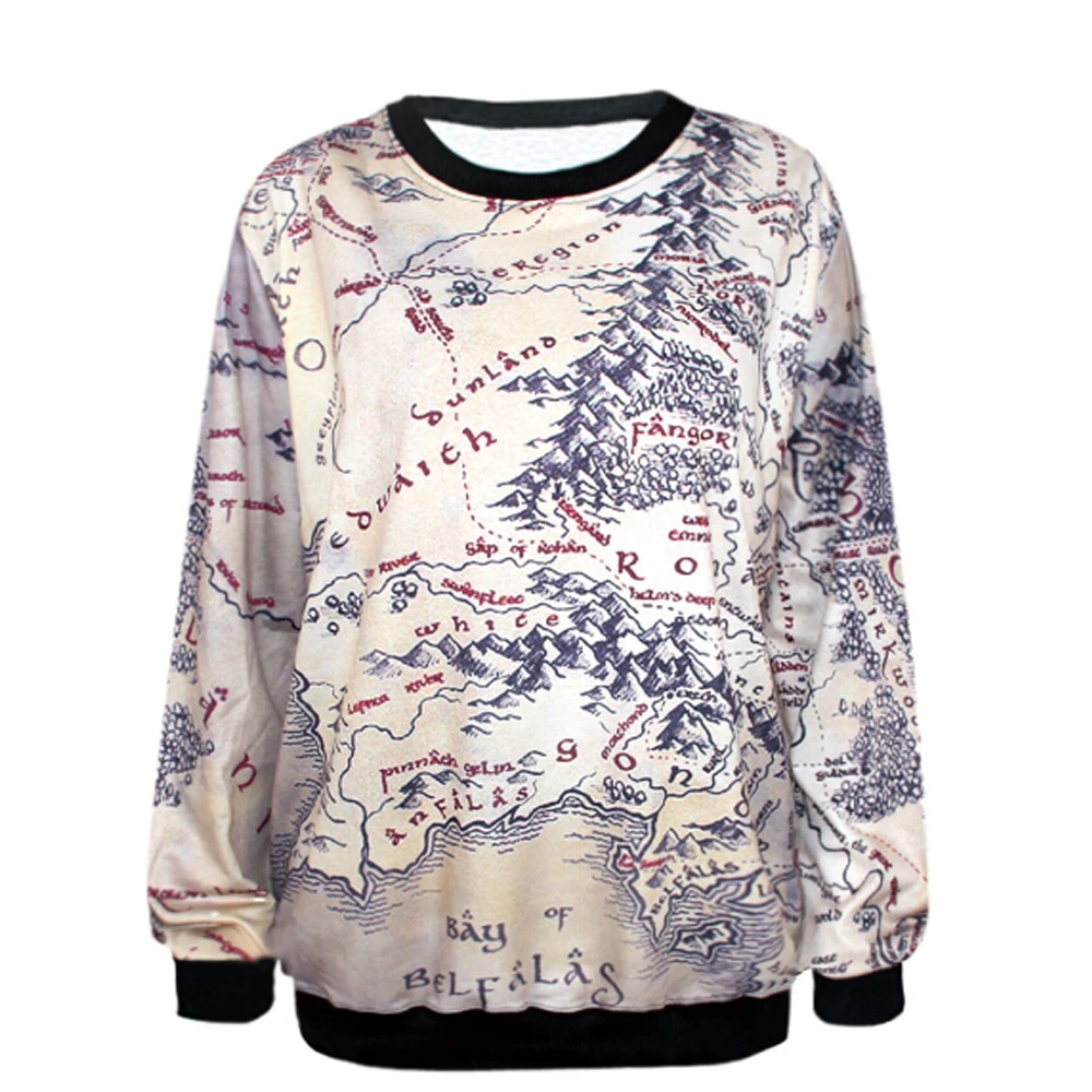 Hoodie The Lord Of The Rings Map Of Middle Earth