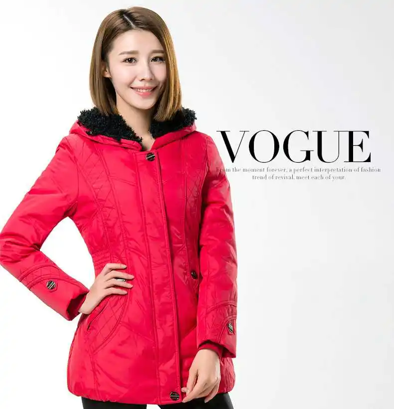 

On Sale Winter Coat Women 2015 Fashion Ladies Lamb Wool Hooded Down Parkas Winter Wadded Jacket Women Slim Overcoat H5600