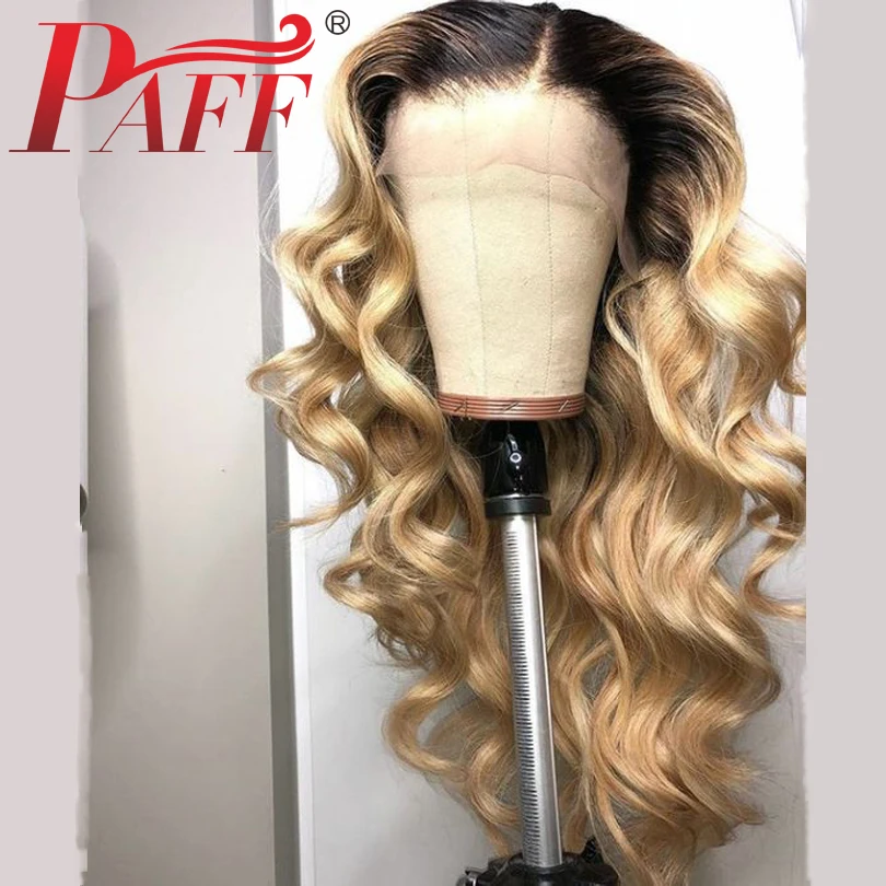 

PAFF Lace Front Human Hair Wigs 13x6 Body Wave 1B613 Peruvian Remy Pre Plucked Lace Front Wig With Baby Hair