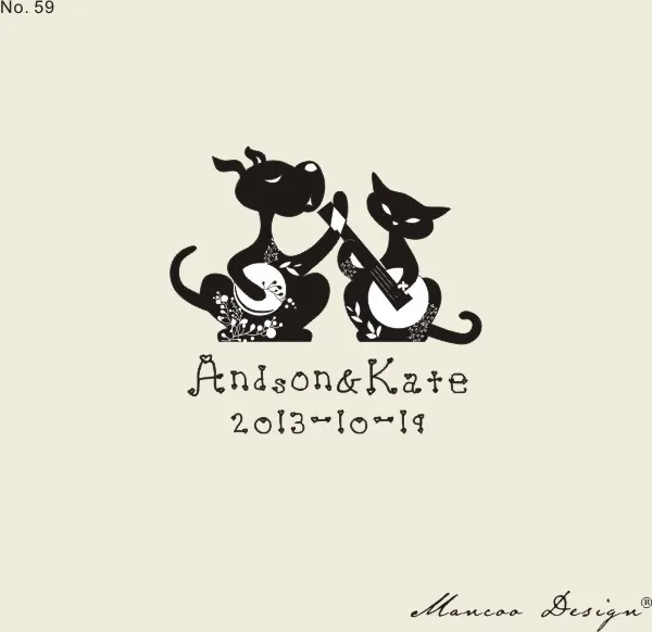 Personalized Cat Cartoon Wedding Stamps Invitation Card Seal Wood Personalized Cat Cartoon Wedding Stamps Invitation Card Seal Wood Rubber Logo Name Stamp Diy Cards