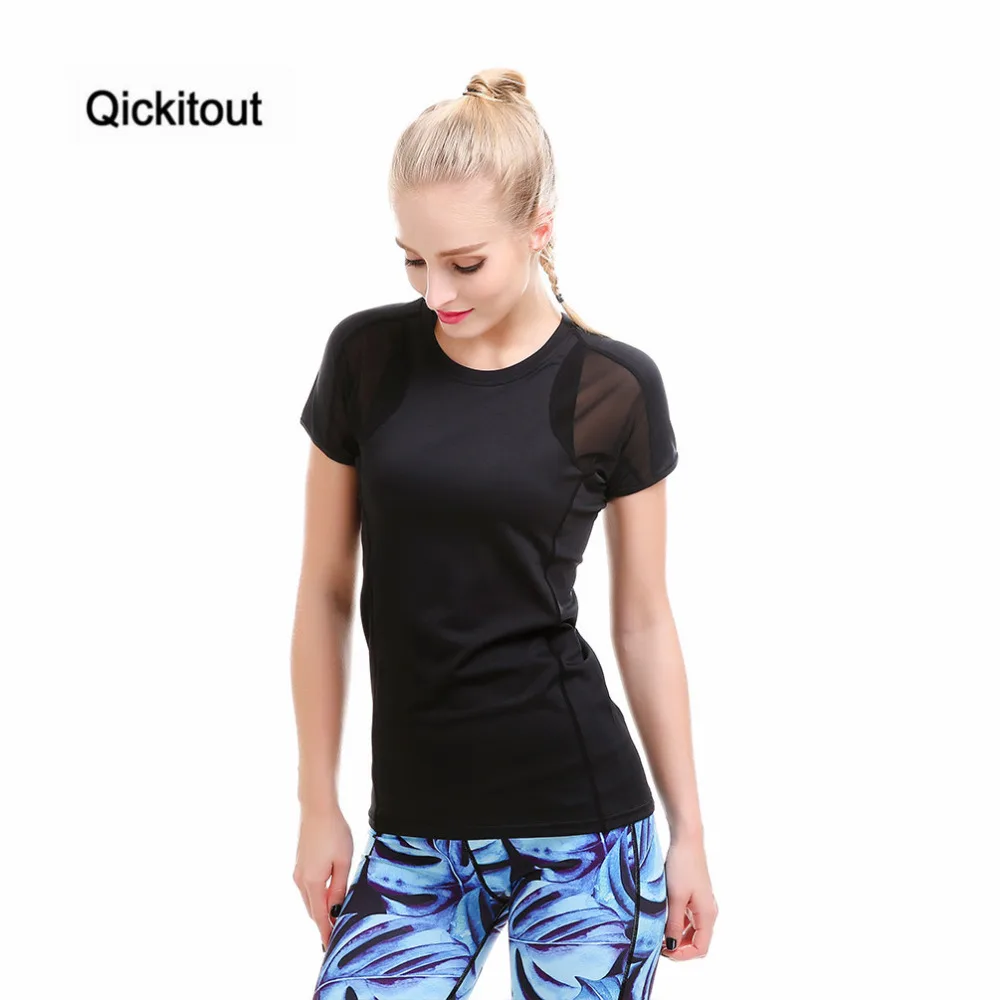 Qickitout, топ, летний, черный, женские топы, панк-рок, сетка, дышащая, для фитнеса, футболка, Femme, повседневная, футболка с круглым вырезом, Tumblr S-XL