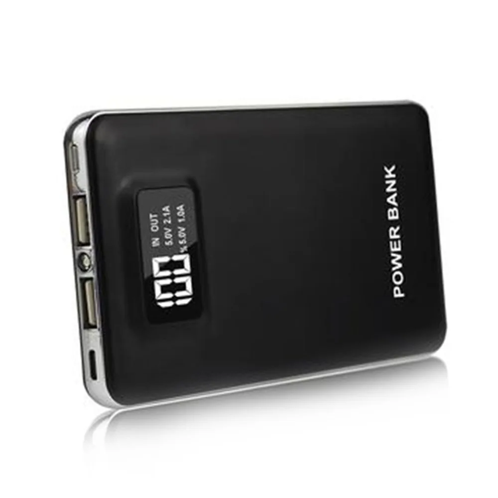 20000mAh Backup Battery Portable Phone Charger Intelligent Mobile LCD Digital Display LED Lights 2.1A/1A Dual USB Power Bank