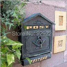 Чугунный почтовый ящик на стену с газетными буквами почтовый ящик уличный почтовый ящик