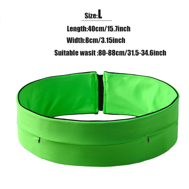 S/M/L/XL Беговая поясная сумка для мобильного телефона, Женская Мужская Спортивная поясная сумка, эластичный пояс для бега в тренажерном зале аксессуары для бега - Цвет: Green L
