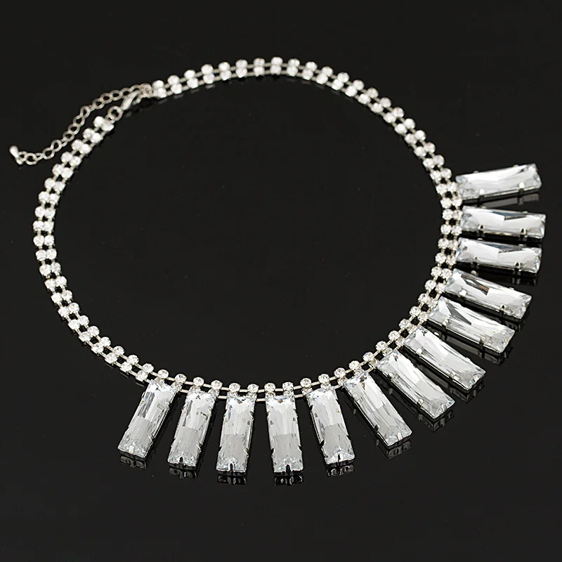 

YFJEW New Fashion Necklace Chain Chunky Statement Necklace & Pendant Wholesale Jewelry transparent Crystal Choker Women #N043