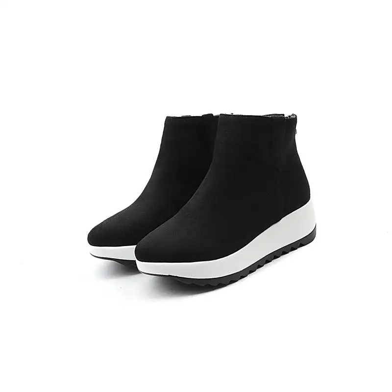 2018 Casual Cheville forme Hiver Femmes apricot Pour Mode Morazora Rond Troupeau Chaude Bout Zipper Vente Chaussures Noir Bottes Plate gris Automne SwZqxAda