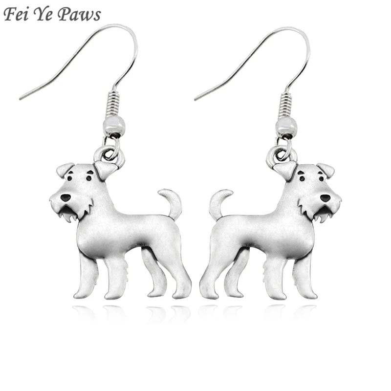 Винтажные серьги-подвески серебряного цвета Airedale Terrier &amp Schnauzer Dog Bijoux Femme длинные