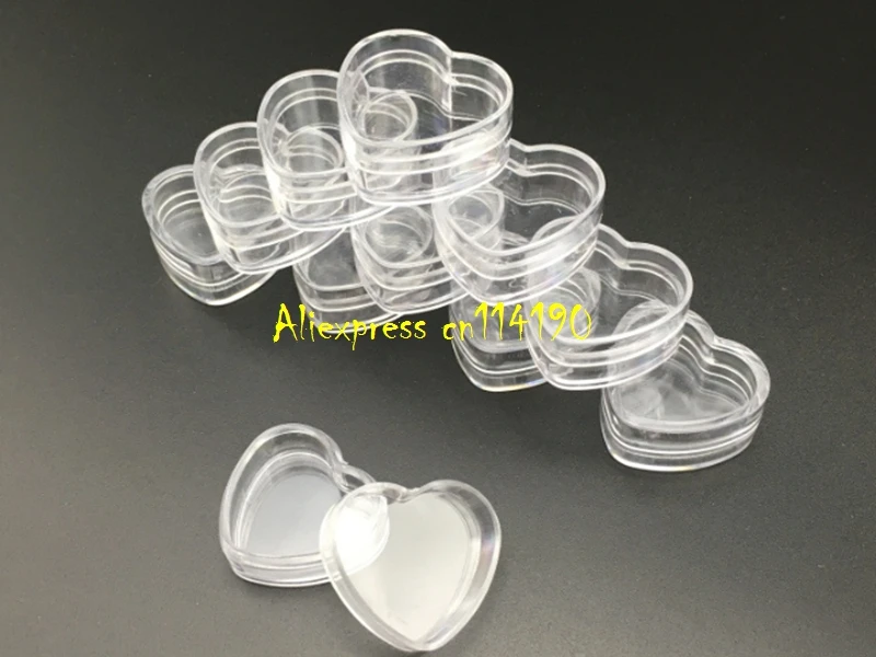 1000pcs/lot Heart Shape 4g Clear Plastic Sample Containers Mini PS Jar