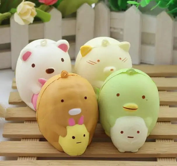 

50PCS lot SOFT rare squishy cat bear egg slow rising simulation food phone charms squeeze toy DIY wholesale free shipping