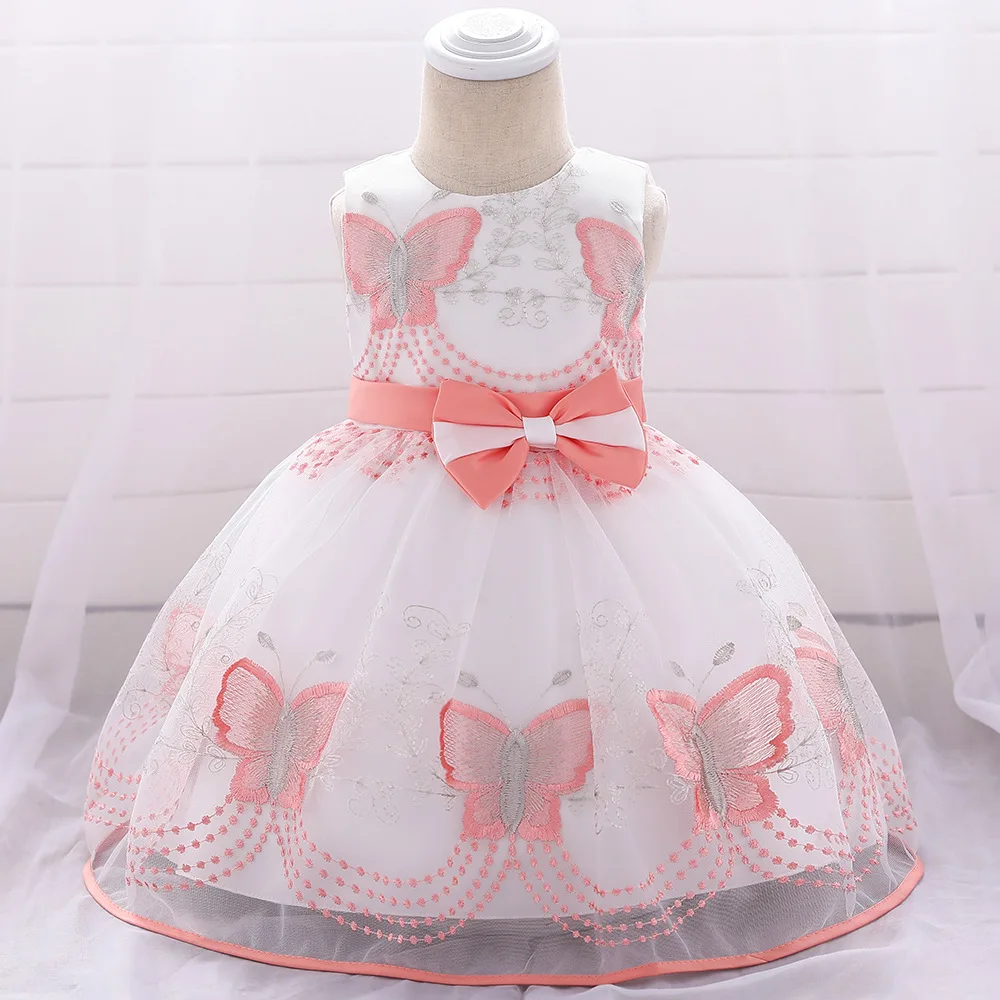 Летнее платье; Bebe Fille; платье для малышей; расшитое блестками платье с вышивкой для маленьких девочек на день рождения, свадьбу; одежда для маленьких девочек - Цвет: L1891XZ-PI