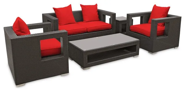 Всепогодная садовая мебель наружная плетеная патио 5-комплект дивана