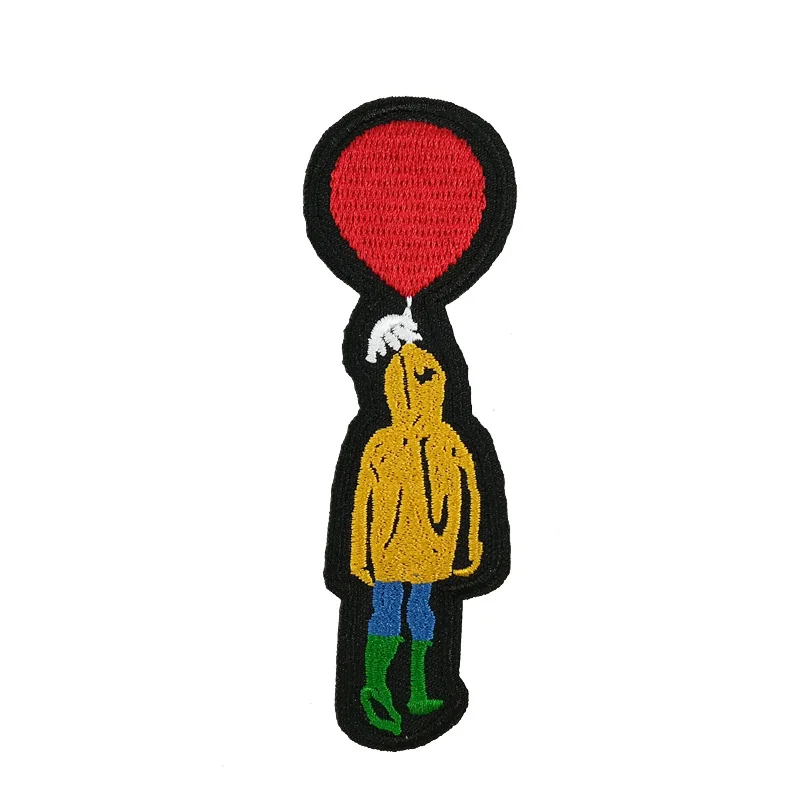 

4'' we all float down here it horror movie film iron on patches red balloon yellow raincoat cosplay costume badge