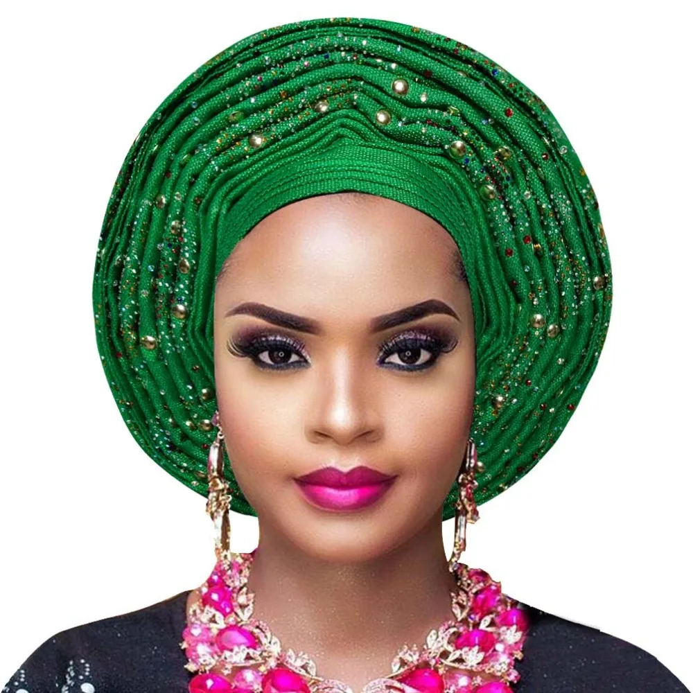 

African aso oke headtie gele nigerian auto gele headtie women head wrap lady turban for wedding 2019