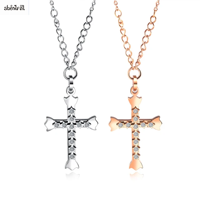 Mens Womens Stainless Steel Cross Pendant Necklace Trendy Best Friends