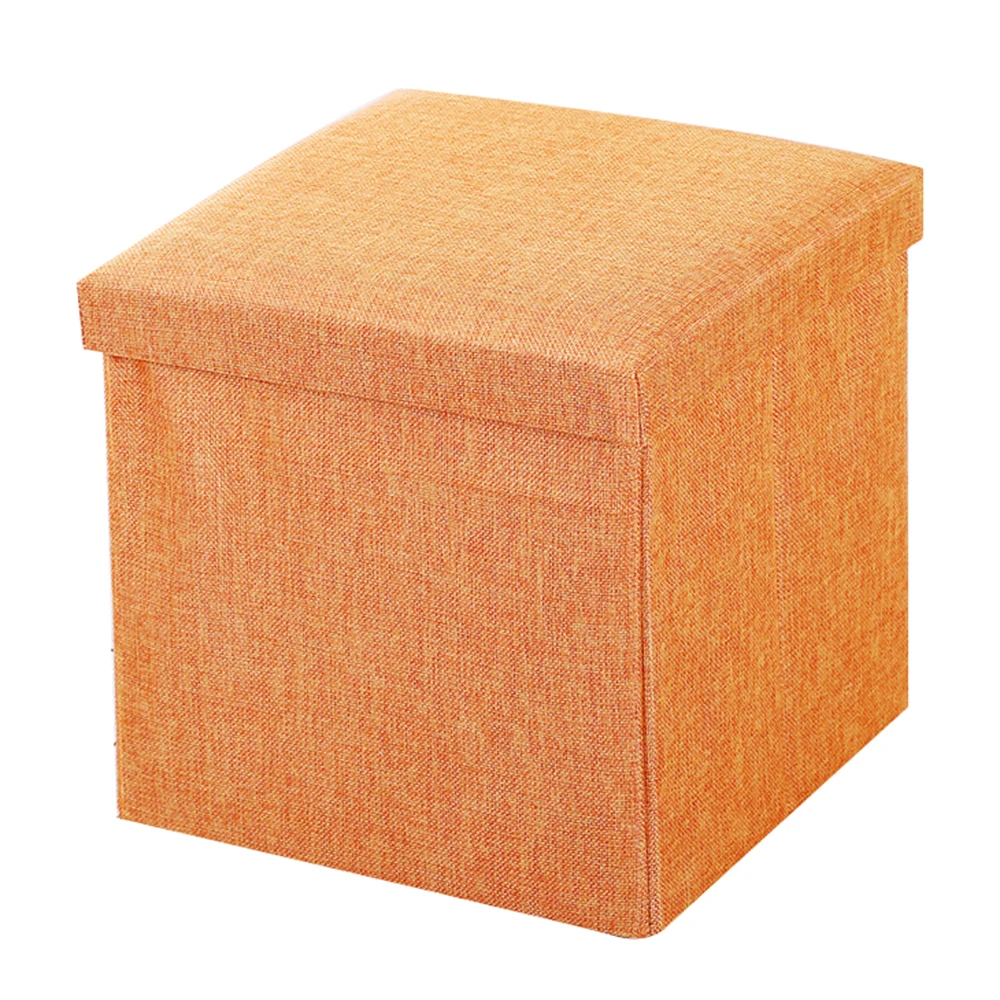 Простой тканевый табурет для хранения складной табурет для обуви табурет для ног может сидеть с коробка для хранения с крышкой табурет 30*30*30 см - Цвет: Оранжевый