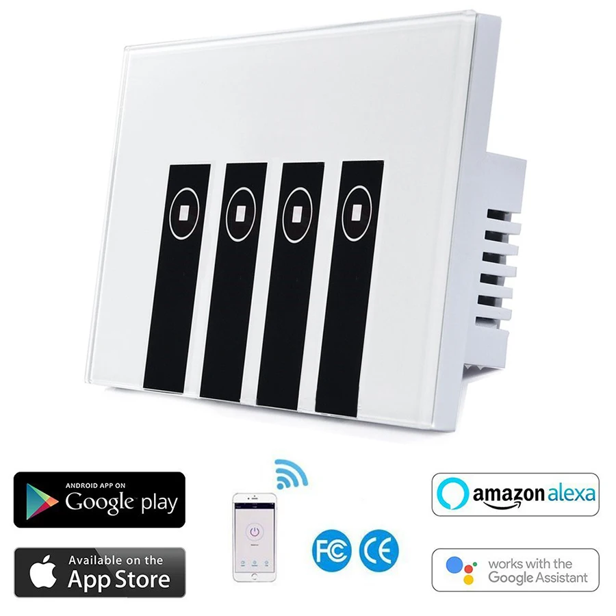 MAIFOM Wifi Smart Switch Touch Control Glass Panel Ewelink App Smart Switch US Standard App and Touch Control Light Switch (1)