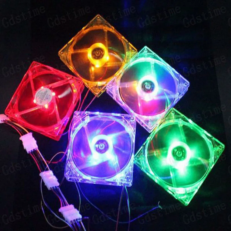

100pcs Lot 80mm x 80mm x 25mm 8cm 12V 4Pin 6 Color Choose LED Light Computer Case Cooling Cooler Fan Factory Wholesale Price