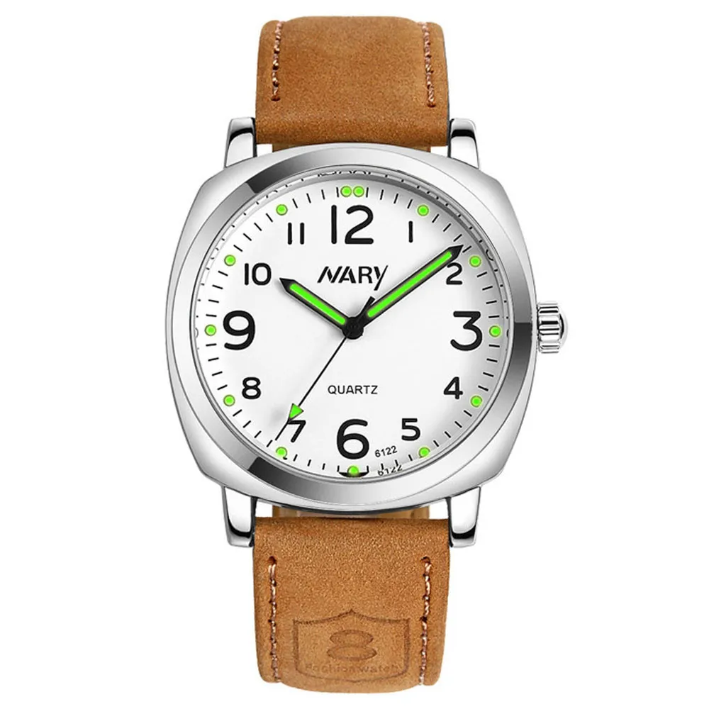 

Vintage Men's Noctilucent Waterproof Military Leather Strap Sport Analog Quartz Army Watch Reloj Hombre Redondo Cuero Inox