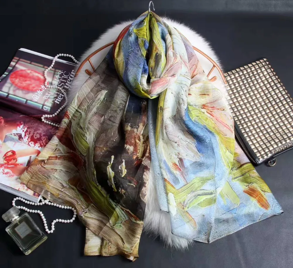 [slkscf] 175x135cm Summer Silk Shawls Real Silk Chiffon Scarfs Good