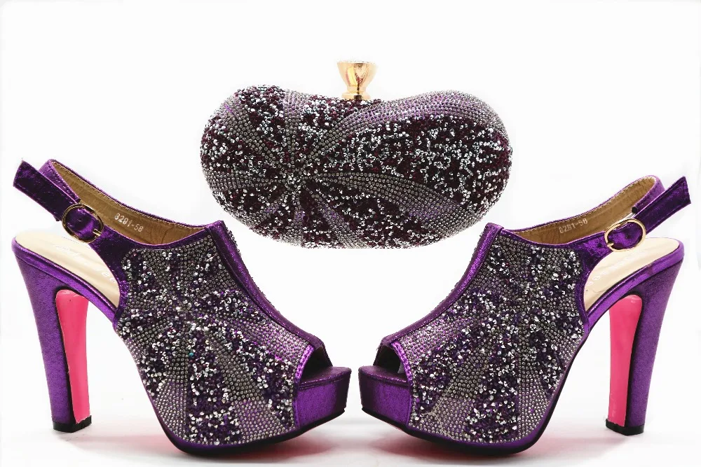 

Purple women sandals with matching clutches bag new fashion italian newest fashion bling shinning design free ship SB8147-3