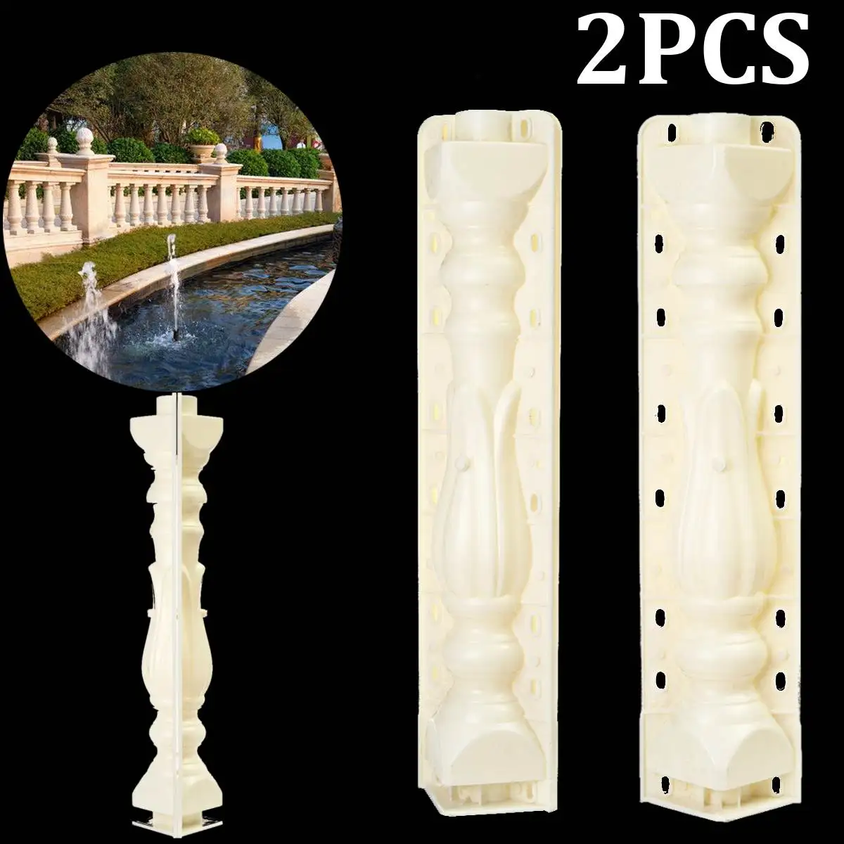 

2Pcs 70*18 cm Fence Cement Mold Roman Column Mold Balcony Garden Railing Plaster Concrete Mold Plastic Casting guarden Building