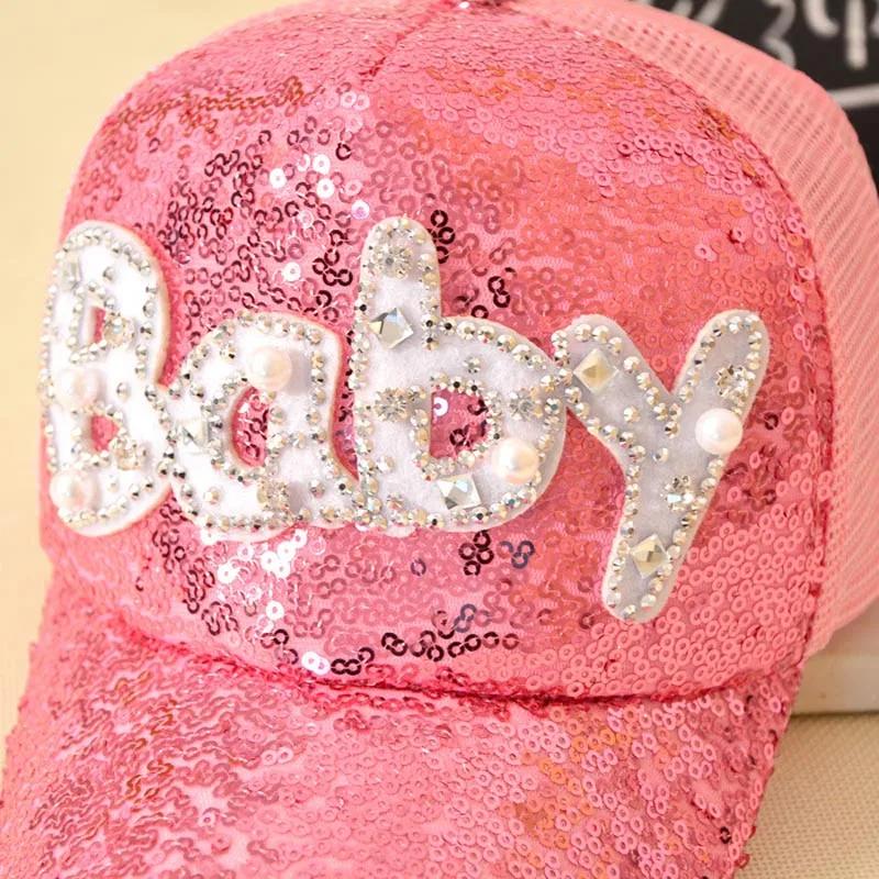 Детская Кепка унисекс Gorras модная повседневная для девочек с блестящими стразами