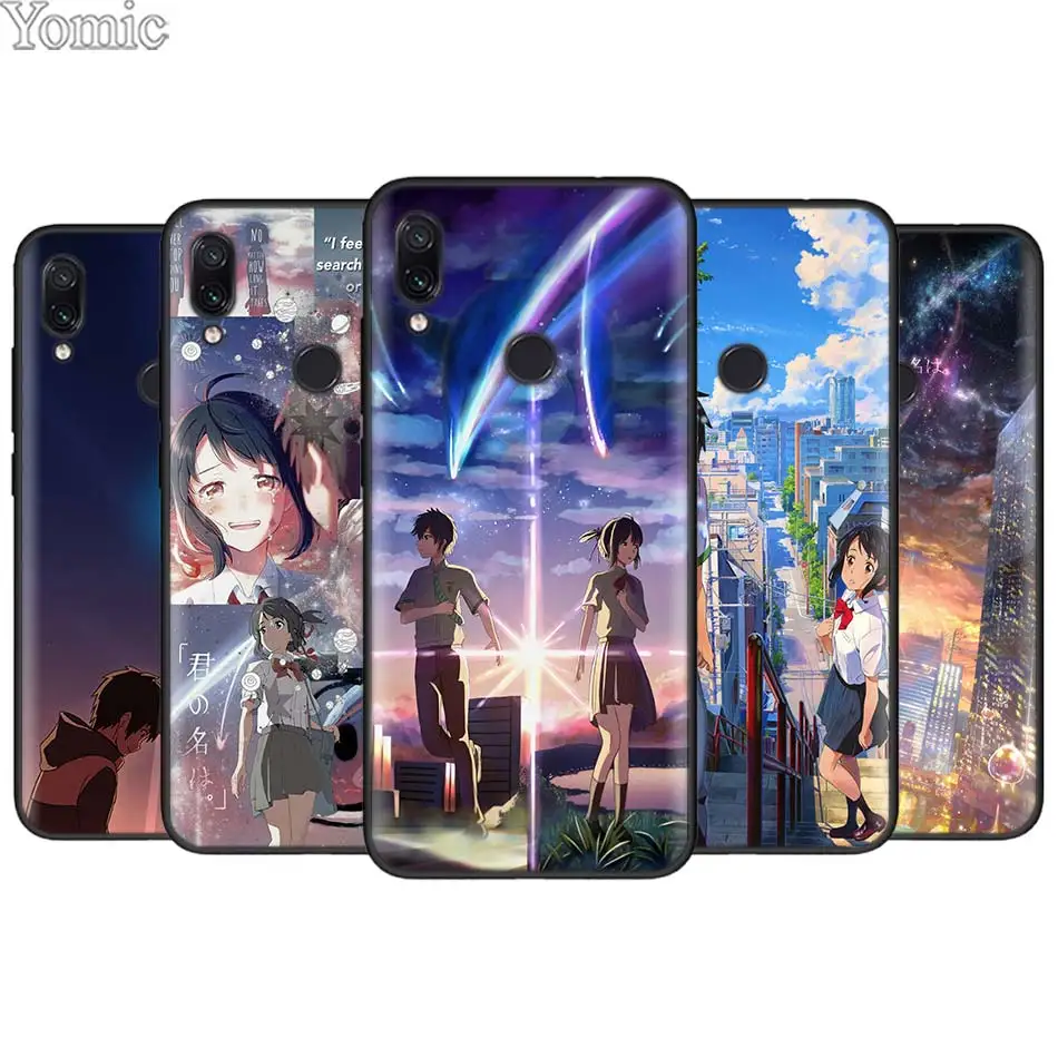 

Kiminonawa Your Name anime Black Case for Xiaomi Redmi 7 6 5 Note 7 5 6 Pro 4X 5A 6A S2 GO Poco F1 Soft Silicone Case Cover