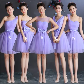 

Holievery Lavender Tulle Short Bridesmaid Dresses 2020 Beach Knee Length Wedding Party Dress Lace Up Maid of honor Gowns