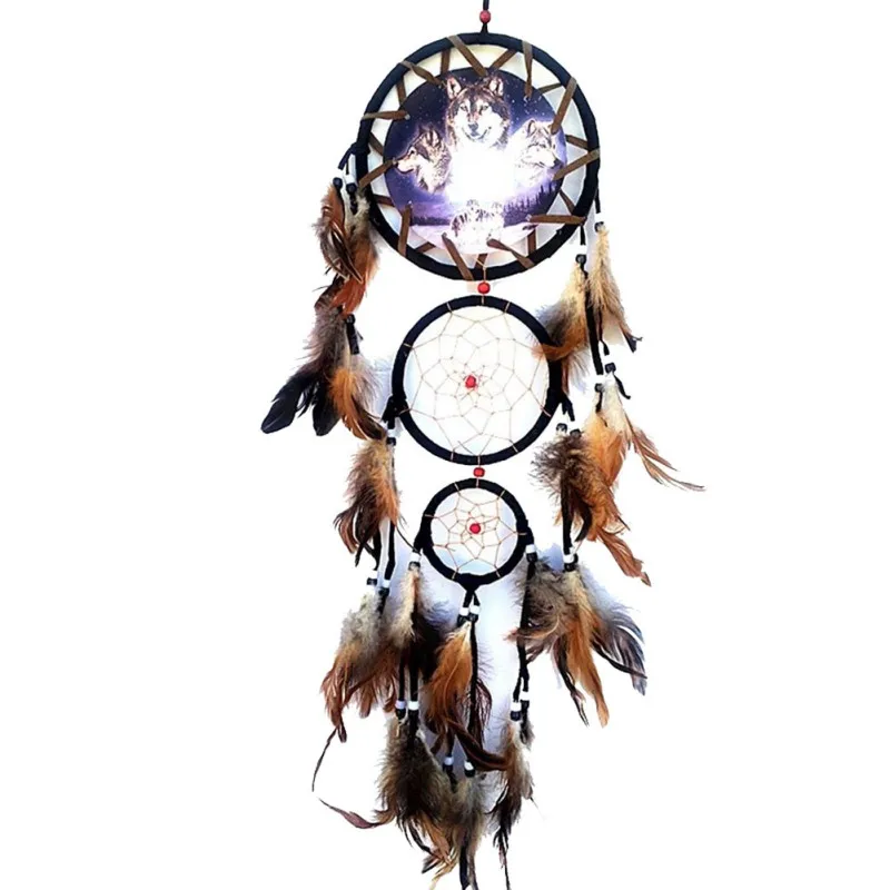 

Dream Catcher with Feathers Wall Hanging Decoration Ornament-Wolf Dreamcatcher