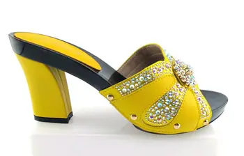 

doershow New arrival colorful rhinestones design ladies pumps African sandal shoes for party yellow, size 37-43!HTX1-16