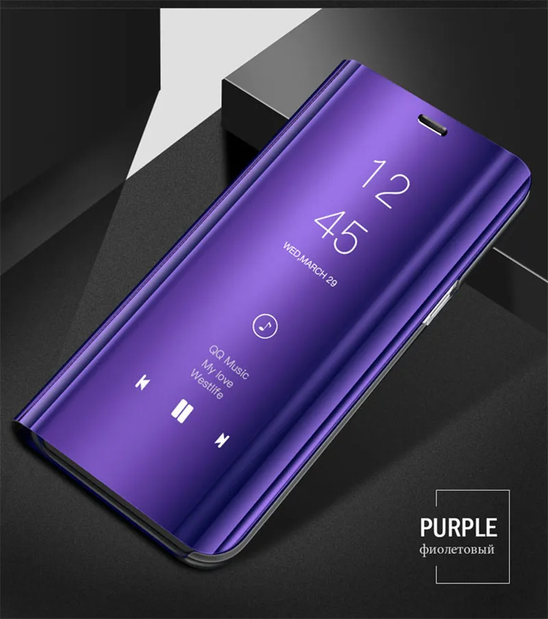 Чехол для Vivo Y95, умный зеркальный чехол, 6,22 дюймов, откидная подставка, кожаный чехол для телефона s, для Vivo Y91, чехол Y 91 95, чехол для Vivo Y95, чехол - Color: dark purple
