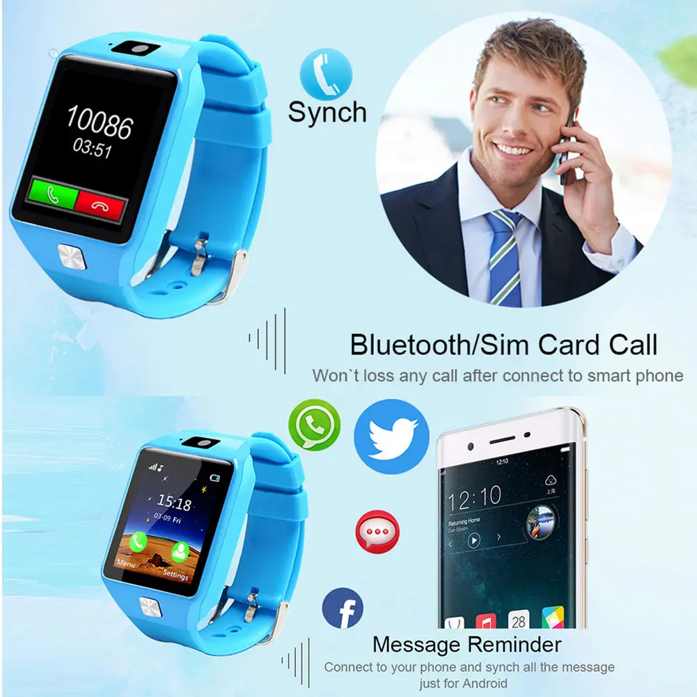 Kinder Bluetooth Smart Uhr TouchScreen Sport Fitness Tracking GPS Locator Uhr NK-Shopping