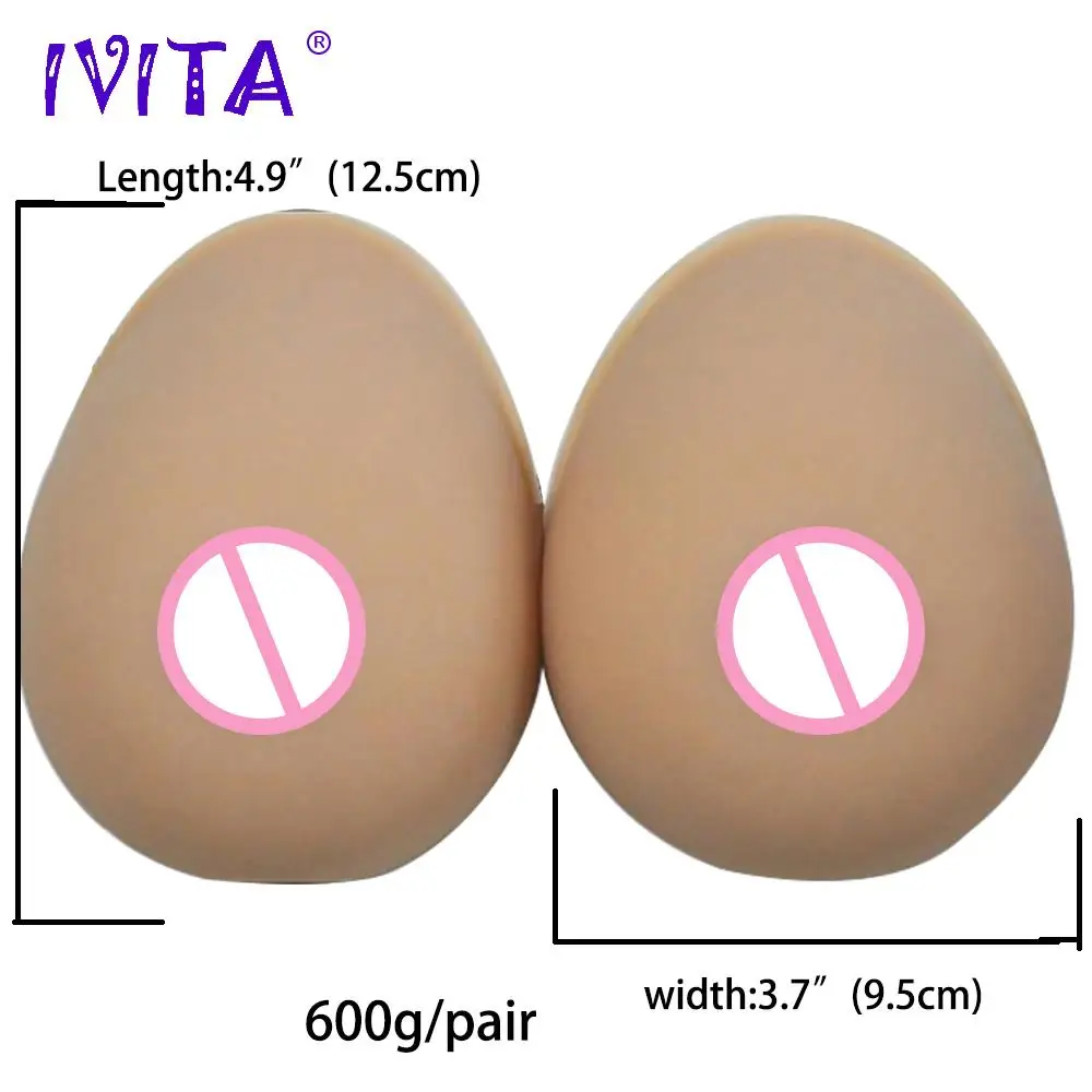 

IVITA 600g Suntan Silicone Artificial Fake Boobs Silicone Breast Forms For Crossdresser Drag Queen Shemale Mastectomy Breasts