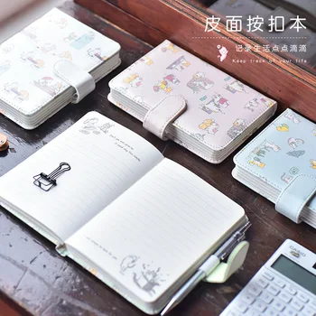 

PU Leather Cover Planner Notebook Cute Cat Travel Journal Diary Book Exercise Composition Binding Note Notepad Gift Stationery