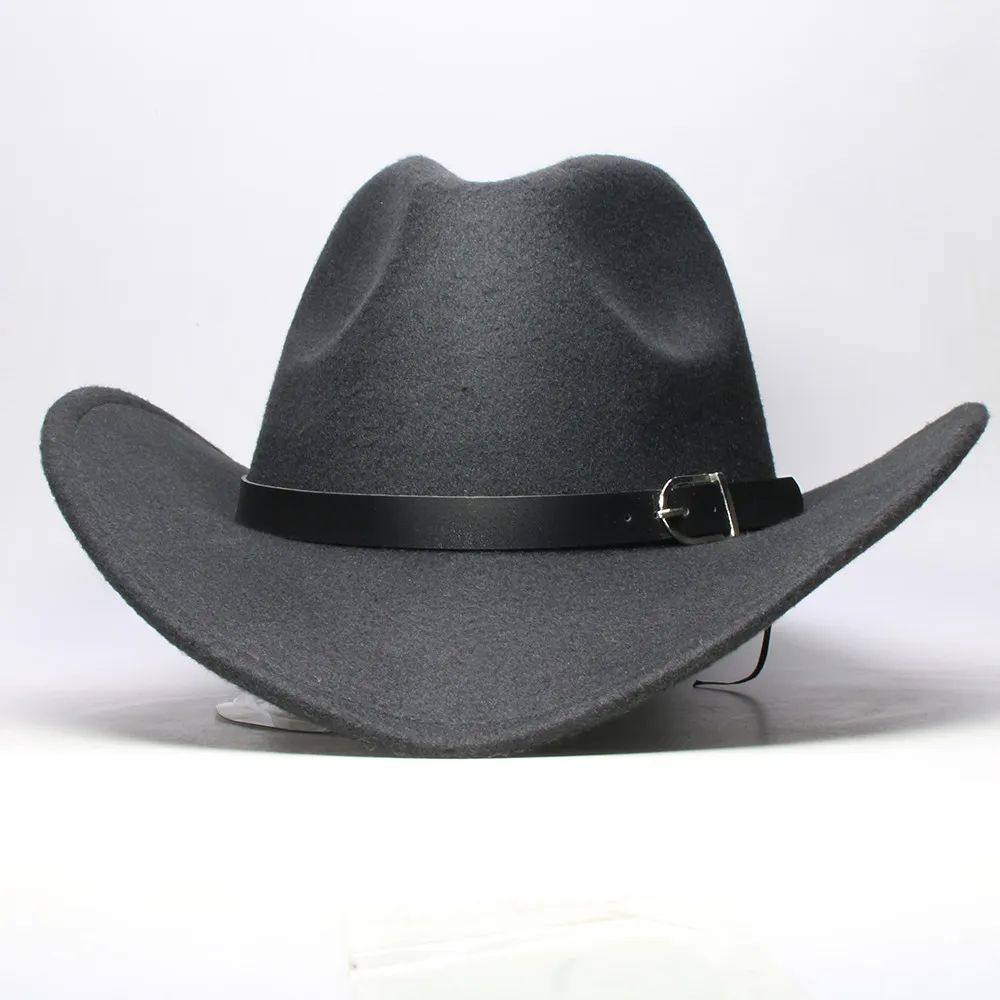 LUCKYLIANJI, для мальчиков и девочек, с широкими полями, кантри, ковбойская шляпа с кожаным ремешком, фетровая шляпа, фетровая шляпа из шерсти, джазовая шляпа, Ковбойская шапка для детей