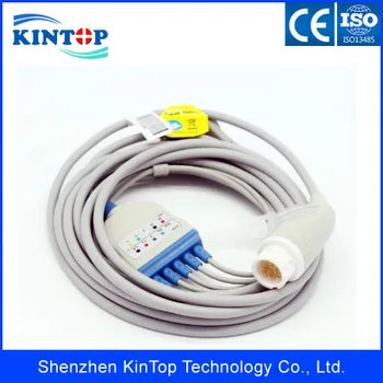 

5pcs/lot Compatible New for philips/HP 12Pin MP20/30/VM6 Patient Monitor ECG Cable One Piece 5 Leadswire Monitor Cable Snap AHA