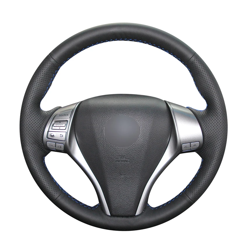 Hand-stitched Black PU Artificial Leather Car Steering Wheel Cover for Nissan Teana Altima X-Trail Qashqai Tiida Pulsar Navara | Автомобили