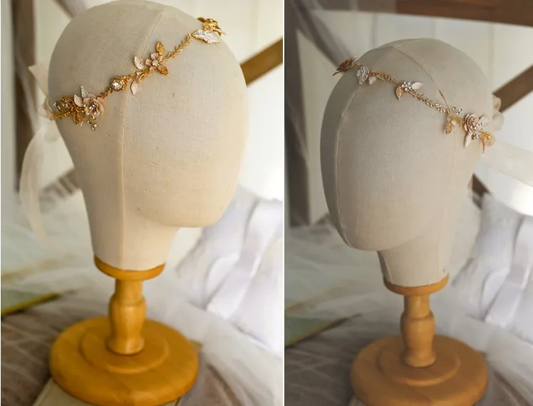 Jonnafe Золотая ветка Цветочные Свадебные украшения для волос лоза Стразы Свадебная повязка тиара ручной работы женские аксессуары