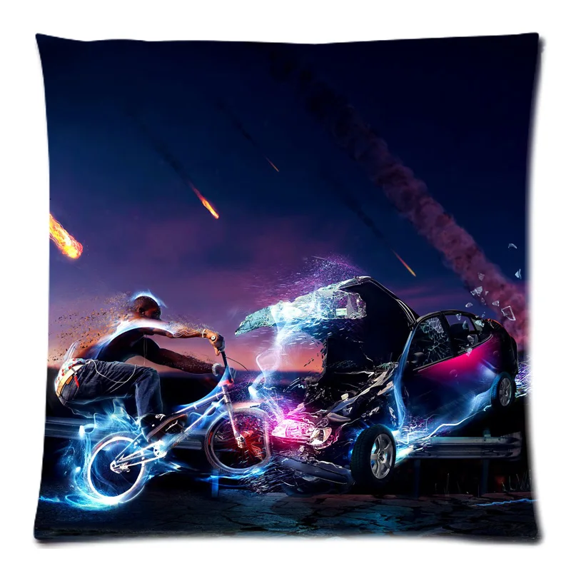 

Decorative Cushion Cover BICYCLE MOTOCROSS&BMX Throw Pillow Case for Sofa Bed Cotton Linen Pillow Slip Christmas Gift 18"X18"