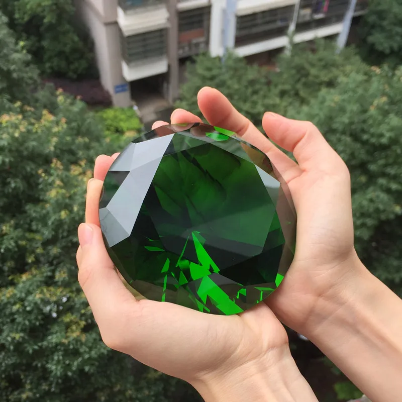 Billige 80mm farbe Klar Kristall diamant Form Briefbeschwerer glas edelstein display Ornament Hochzeit Hause Dekoration Kunst Handwerk Material Geschenk